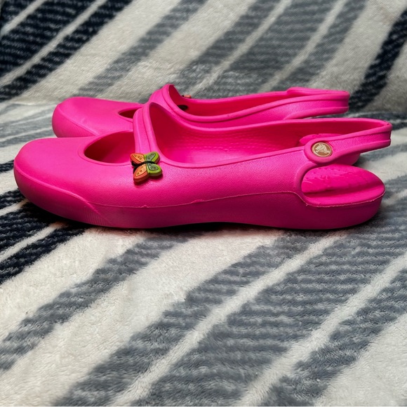 CROCS Bright Pink SKYLAR PRIMA NANOOK BALLET Slip On Mary Jane Shoes Size 4 - Picture 4 of 15